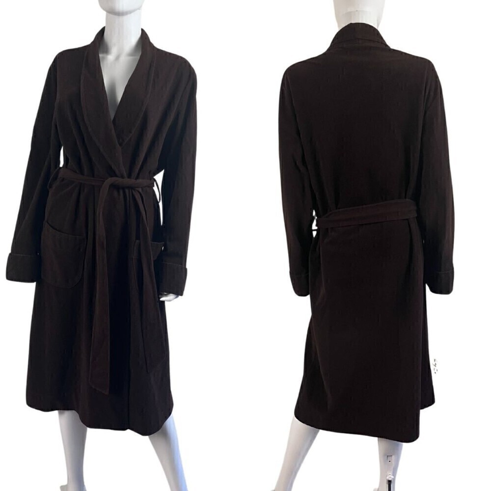 Vintage Lee Size M Brown Duster Fleet Long Sleeve Loungewear Robe Belted Casual